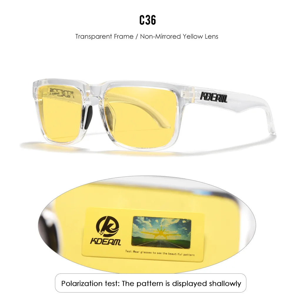 Kdeam 2026 High Quality Polarized Sunglasses for Men Transparent Gray Frame Fashion Unisex Outdoor Luxury Eyeglasses For Couple