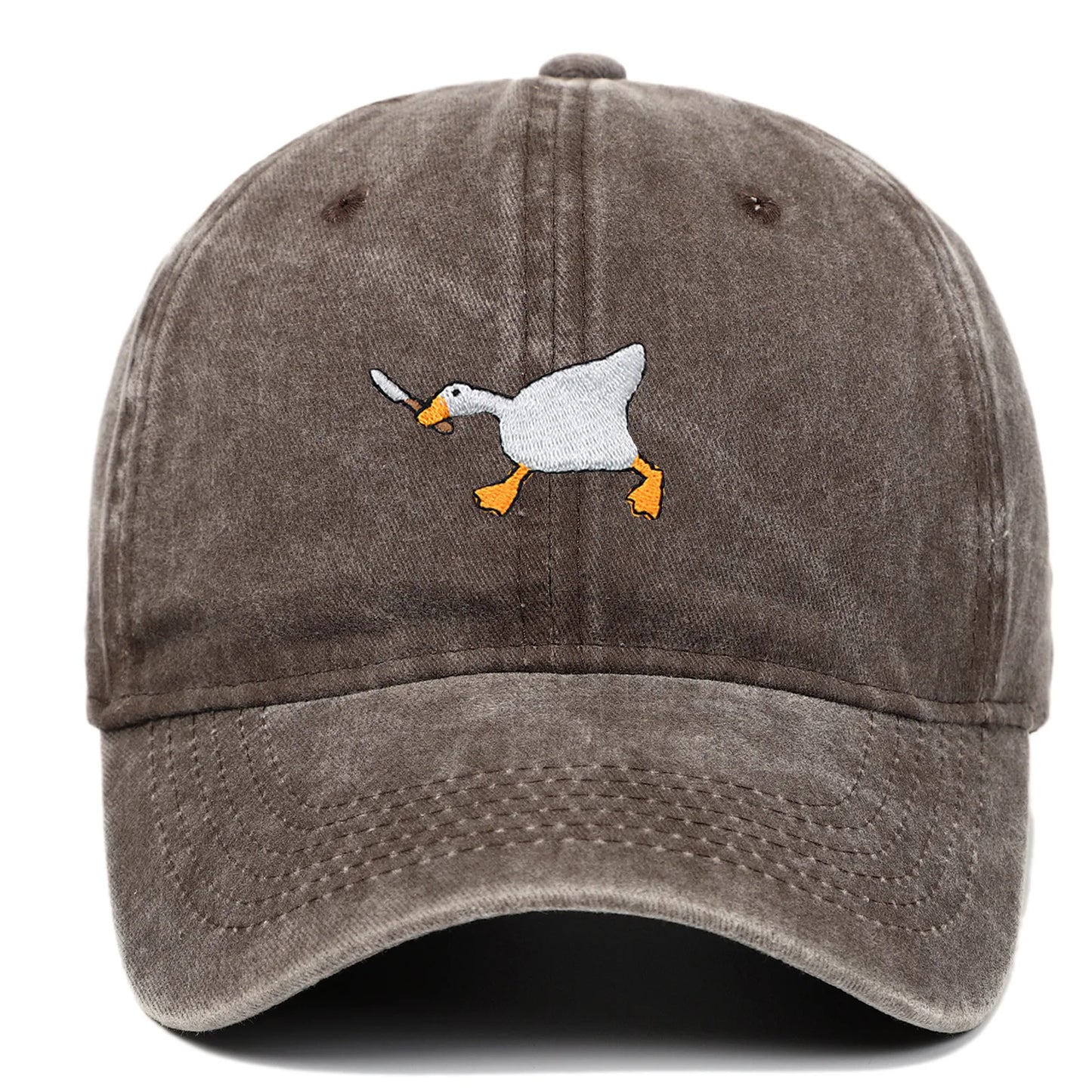 Embroidered baseball cap with goose pattern for men and women, casual and fashionable city style duckbill cap