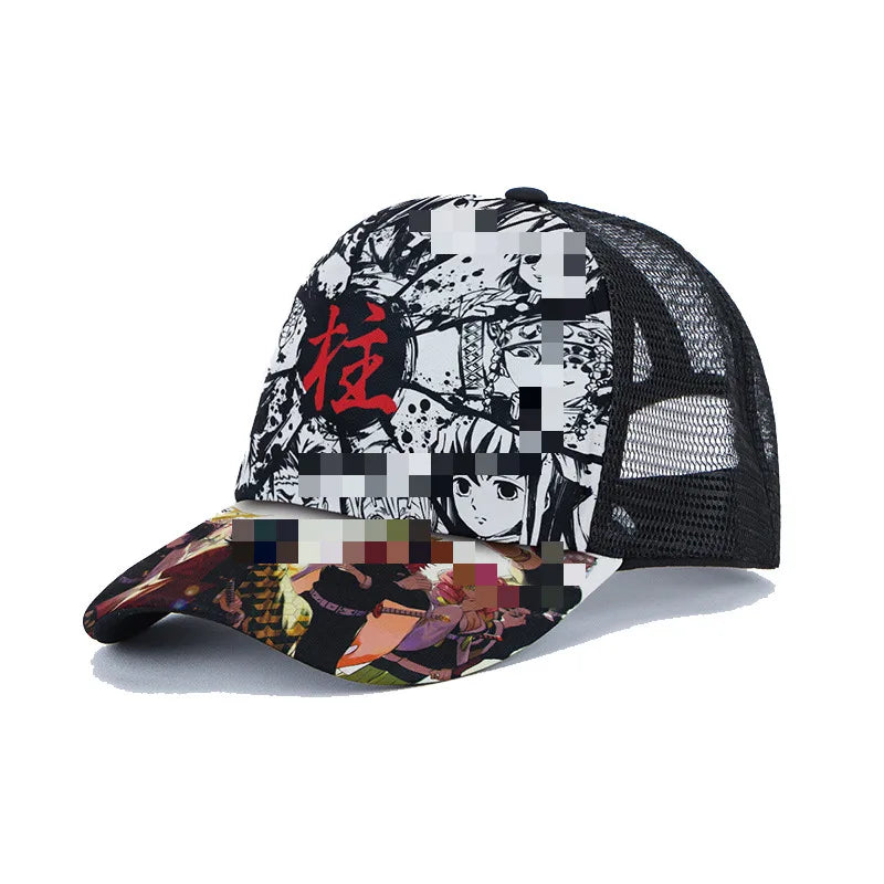 Breathable Mesh Caps Anime Manga Motifs Naruto Luffy Demon Slayer Unisex Summer Fashion Baseball Caps Protection Hats