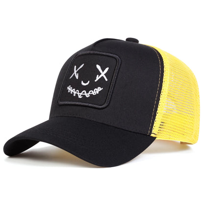 Men Women Smile Face Embroidery Baseball Caps Cotton Adjustable Snapback hats Hip Hop mesh Cap summer Outdoor Sun hat Dad Hats