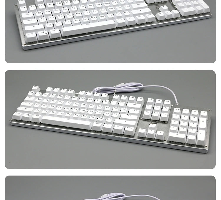 104 Tasten Koreanische, französische, russische, spanische und deutsche hintergrundbeleuchtete Tastenkappen für mechanische Tastaturen mit MX-Switches, OEM-Profil, ABS-Keycaps, DIY