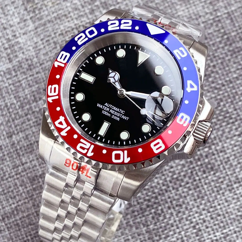 Reloj automático para hombre Miyota8215 resistente al agua 200m, reloj de buceo 40mm, movimiento mecánico, luminoso, correa Jubilee y hebilla Glide Lock