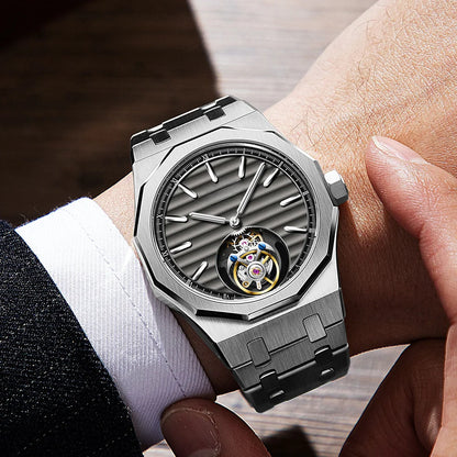 Raymondoya Men's Flying Tourbillon Movement Mechanical Automatic Luxury Watches Wristwatches Skeleton Watch Brand For Men Sapphire