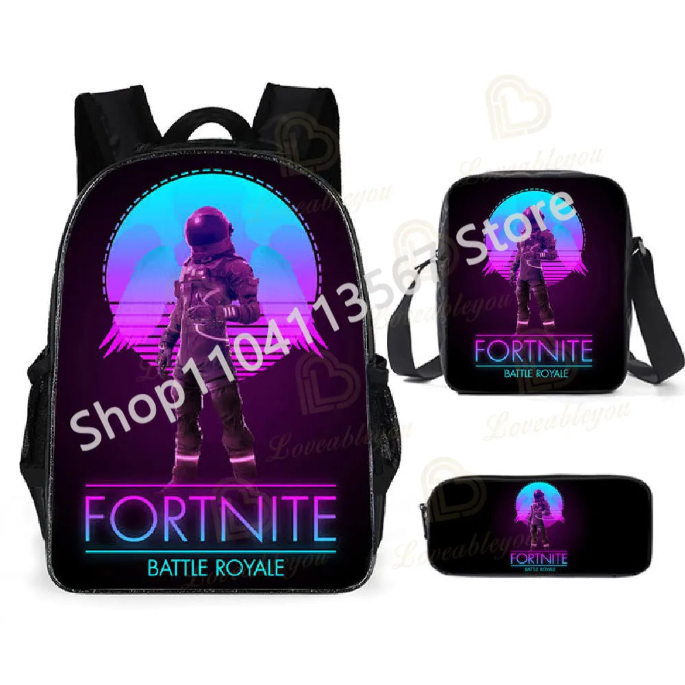 Fortnite Kids 3pcs Backpack Set Women Backpacks Office Stationary for Teenage Girls Boys Laptop Backpack Casual Travel Rucksack