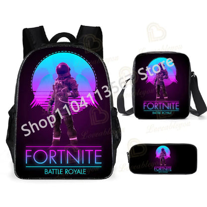 Fortnite Kids 3pcs Backpack Set Women Backpacks Office Stationary for Teenage Girls Boys Laptop Backpack Casual Travel Rucksack
