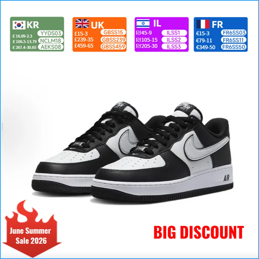 Nike Air Force 1 “Panda” leren casual lage sneakers, unisex, wit/zwart, DV0788-001