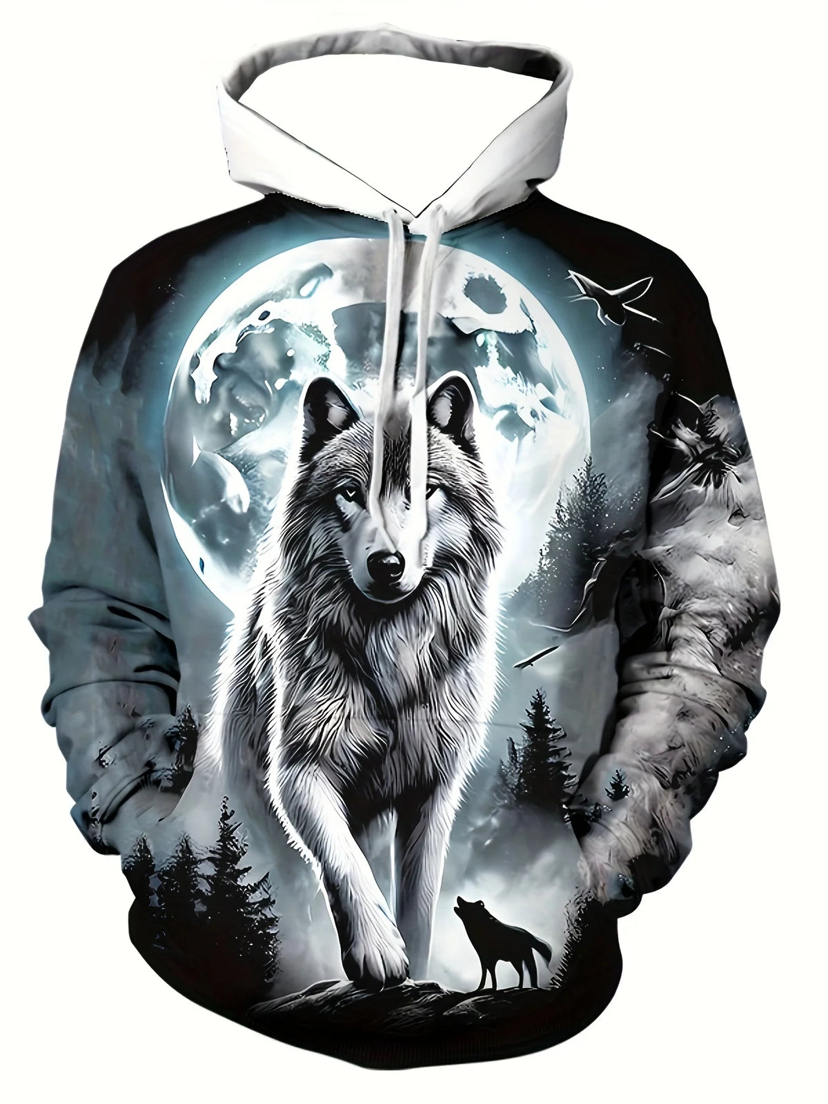 Graphisme « Loup » - Mode masculine - Imprimé 3D - Sweat à capuche outdoor - Streetwear - Sweats à capuche - Poche avant - Sweat à capuche de créateur