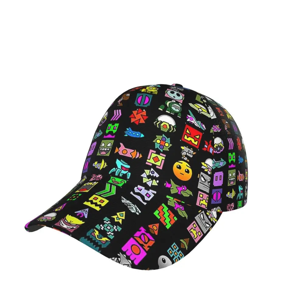 Geometry Dash Mesh Baseball Caps Snapback Fashion Baseball Hats Breathable Casual Casquette Outdoor For Men's And Women's
