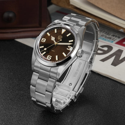 Relógio Watchdives WD1016 V3 37mm com movimento VH31 Sweep em aço inoxidável, safira de luxo, impermeável 100m, relógio para homem com caixa de oferta