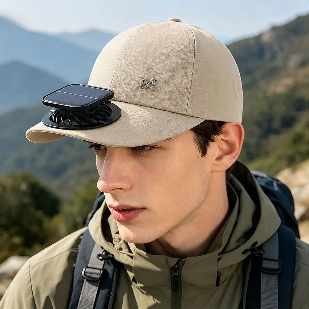 Fashion With Solar Powered Fan Baseball Cap Breathable Quick Dry Sun Hat Rechargeable Sun Protection Sunshade Outdoor