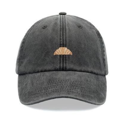 1pc Croissant Printing Retro Baseball Caps for Men,outdoor Leisure Washed Adjustable Dad Hat Faded Sports Sun Tralve Dailywear