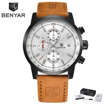 Montre pour homme BENYAR 5102 – Chronographe sportif de luxe à quartz, accessoire de mode d'une grande marque