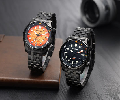 BERNY Diver Automatic Watches Men's Luxury Sapphire 316L Stainless Steel Mechanical Watch 42MM 200M Waterproof Diving Men's Watch