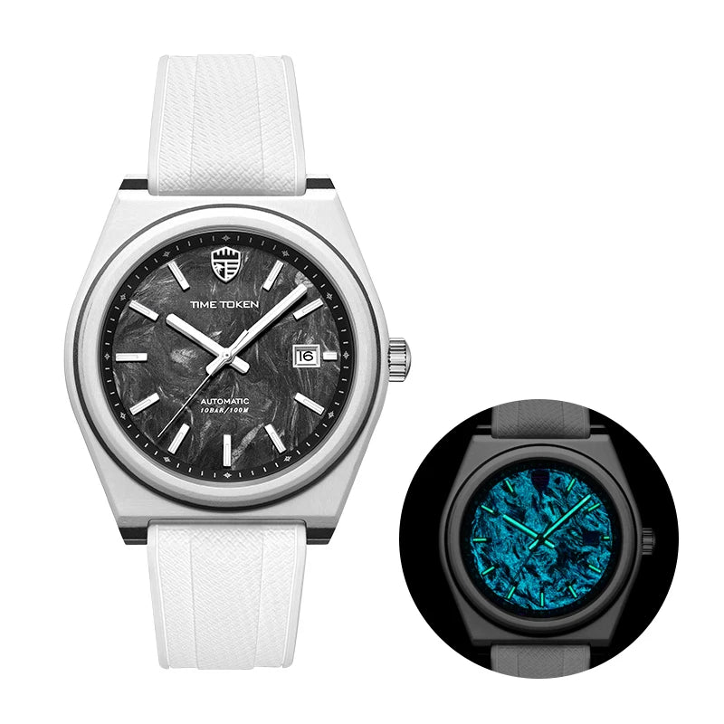 Reloj automático luminoso de fibra de carbono de 40mm, lujo, 100m, impermeable, reloj de buceo automático para hombre con movimiento Japan Miyota 8215