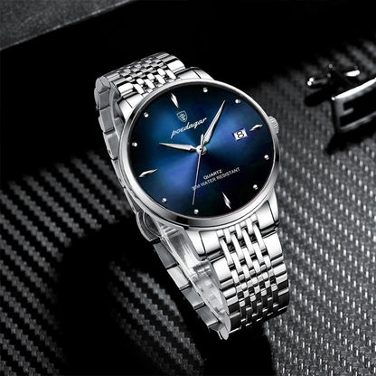 Reloj de hombre POEDAGAR Business de cuarzo, acero inoxidable, resistente al agua, fecha luminosa, reloj de pulsera de lujo informal para hombre