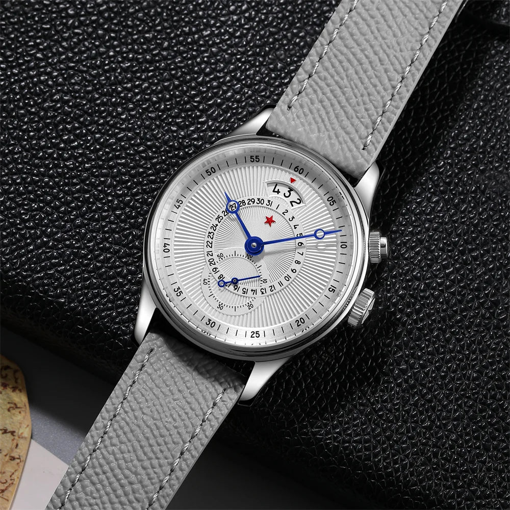 Red Star 40mm Premium Men's Watch with Seagull ST1716 Movement 3ATM Waterproof Calendar Automatic Mechanical Watch for Men