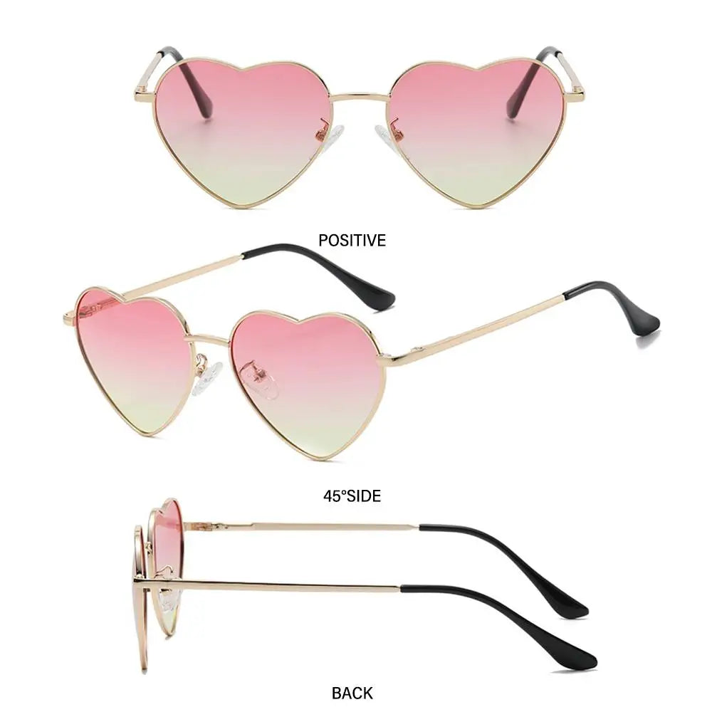 Heart-Shaped Sunglasses Heart Sun Glasses Shades Vintage 90s Glasses UV400 Protection Metal Frame Sunglasses Fancy Accessories
