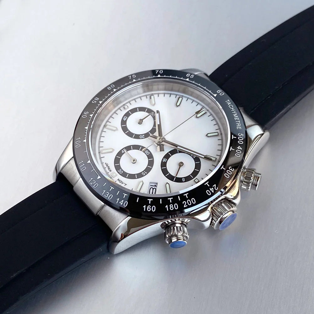 Luxuriöse VK63 Herrenuhr mit Quarzwerk, Business-Chronograph, 39mm, Stahl/Roségold, Datum, leuchtendes Zifferblatt, voll funktionsfähiger Chronograph