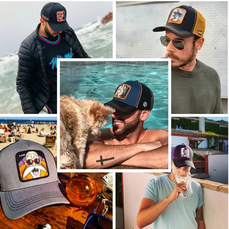 Dragon Ball Anime Character Printed Baseball Cap For Men And Women Hip Hop Hat Truck Driver Mesh Hat Summer Outdoor Sunshade