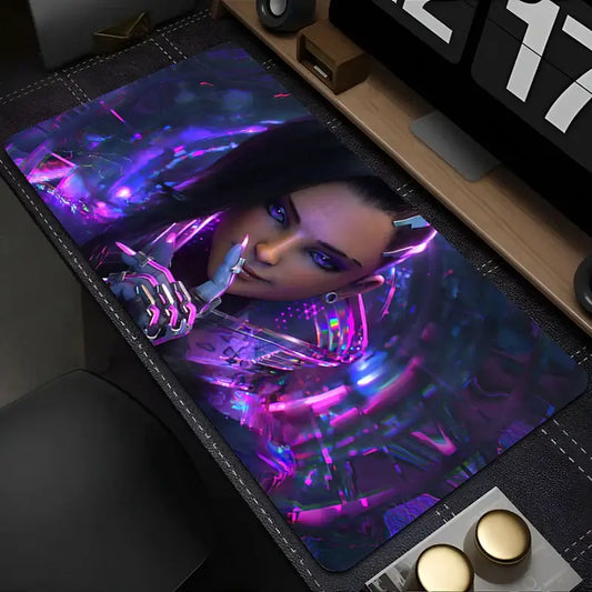Overwatch Sombra -PC-hiirimatto, seksikäs hiirimatto kannettavalle, violetti kawaii-anime-tyttö, näppäimistöalusta, pelitarvikkeet, pelaajan työpöydän hiirimatto