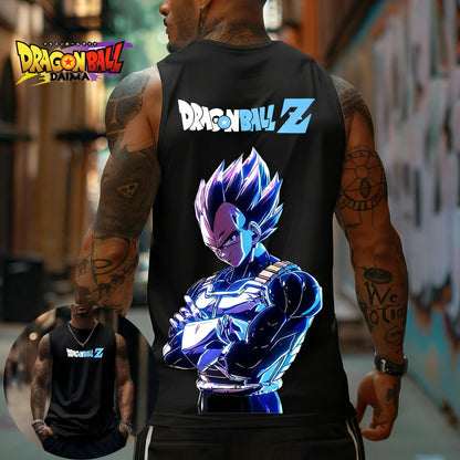 Dragon Ball Z Super Blue Vegeta American Retro Fitness-vest Y2K Harajuku-stil forår og sommer Ny herre-T-shirt til hverdagsbrug