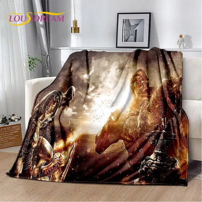God of War Game Gamers Kratos Soft Plush Blanket,Flannel Blanket Throw Blanket for Living Room Bedroom Bed Sofa Picnic Cover Kid