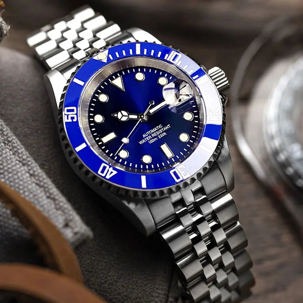Reloj automático para hombre Miyota8215 resistente al agua 200m, reloj de buceo 40mm, movimiento mecánico, luminoso, correa Jubilee y hebilla Glide Lock