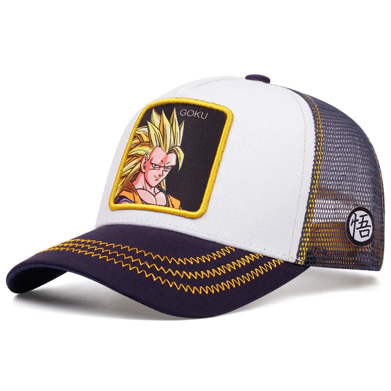 Čepice Dragon Ball Son Goku – letní cestovní kšiltovka s výstupkem, pánská vyšívaná čepice ve stylu hip-hopu, sluneční kšiltovka, nastavitelná síťovaná čepice typu „trucker“