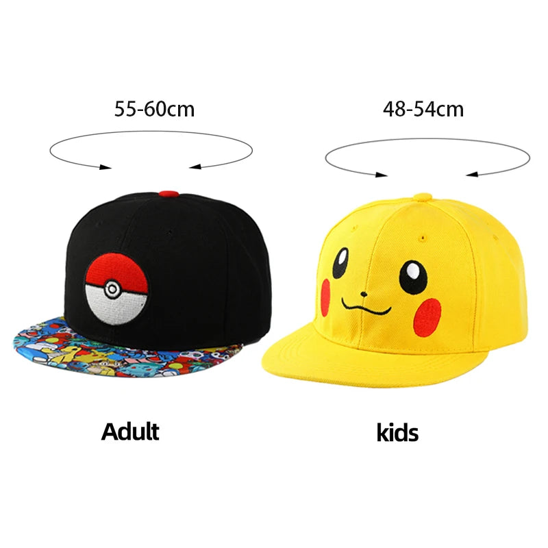 Pokemon Baseball Cap Pikachu Hat Pokemon Cosplay Hip Hop Cap for Girl Boy Children kids Anime Figures Toy Gift Cartoon Hat