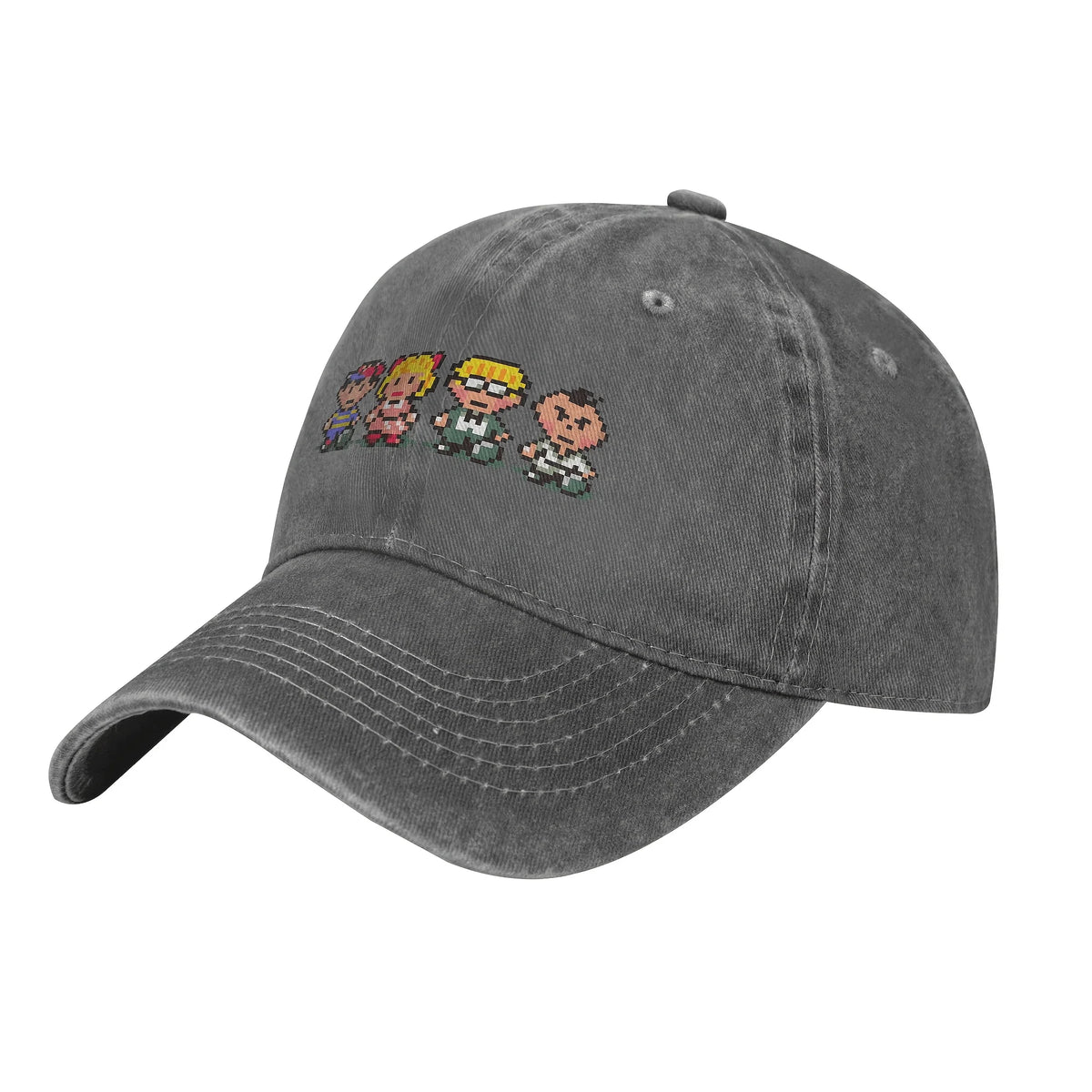 Cappellino da baseball con sprite dei membri del gruppo Earthbound - Cappellino nero con visiera, poliestere leggero, stile sportivo, cappellino da donna e da uomo, Par