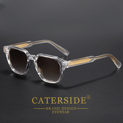 CATERSIDE Men Women Fashion square Frame Sunglasses Daily Wear UV400 Protection Eyewear PC Frame Propionate Pin Legs Sun glasses