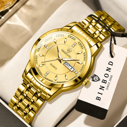 Relojes de cuarzo de lujo originales BINBOND para mujer – Modelo resistente al agua y luminiscente – Idea de regalo (estuche incluido)