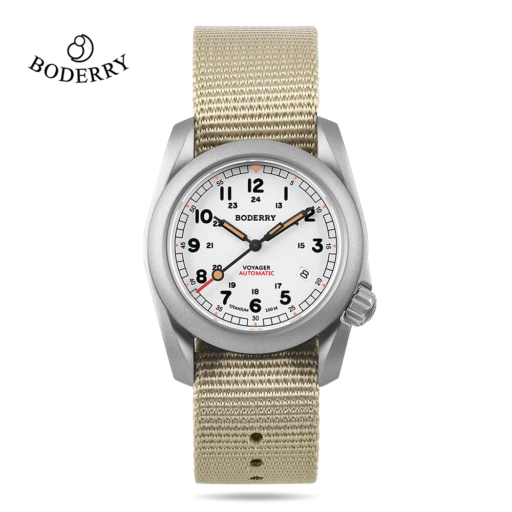 Boderry Field Watches Bronze Case Automatic Mechanical VOYAGER Watch Men's 100M Waterproof Clock Military Top Brand Wristwatch
