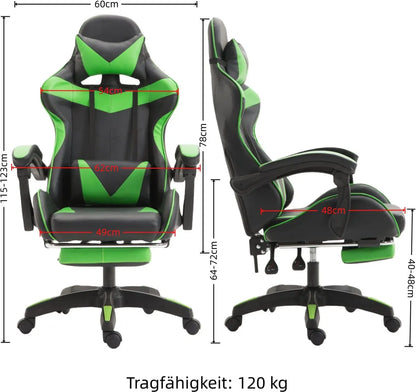 Cadeira gaming Poltrona gaming Cadeira de escritório ajustável em altura com função reclinável ajustável, orelhas de gato e almofadas