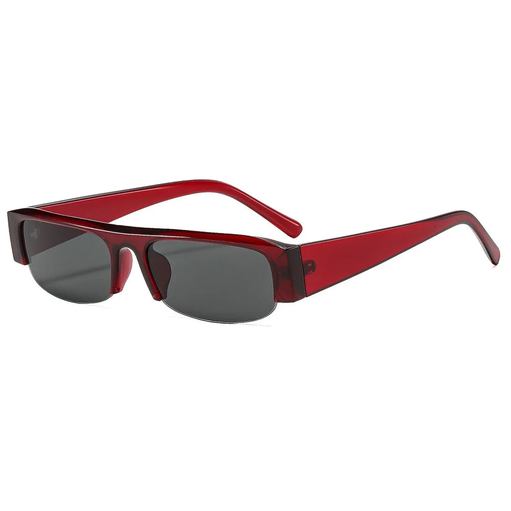 vintage small rectangle half frame black sunglasses for new fashion leopard gradient sun glasses ladies trendy driving eyewear
