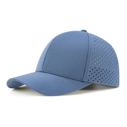 VOBOOM Men Quick Dry Baseball Cap Laser Cut Mesh Ball Curved Brim Snapback Hat Outdoor Running Travel Black Hat