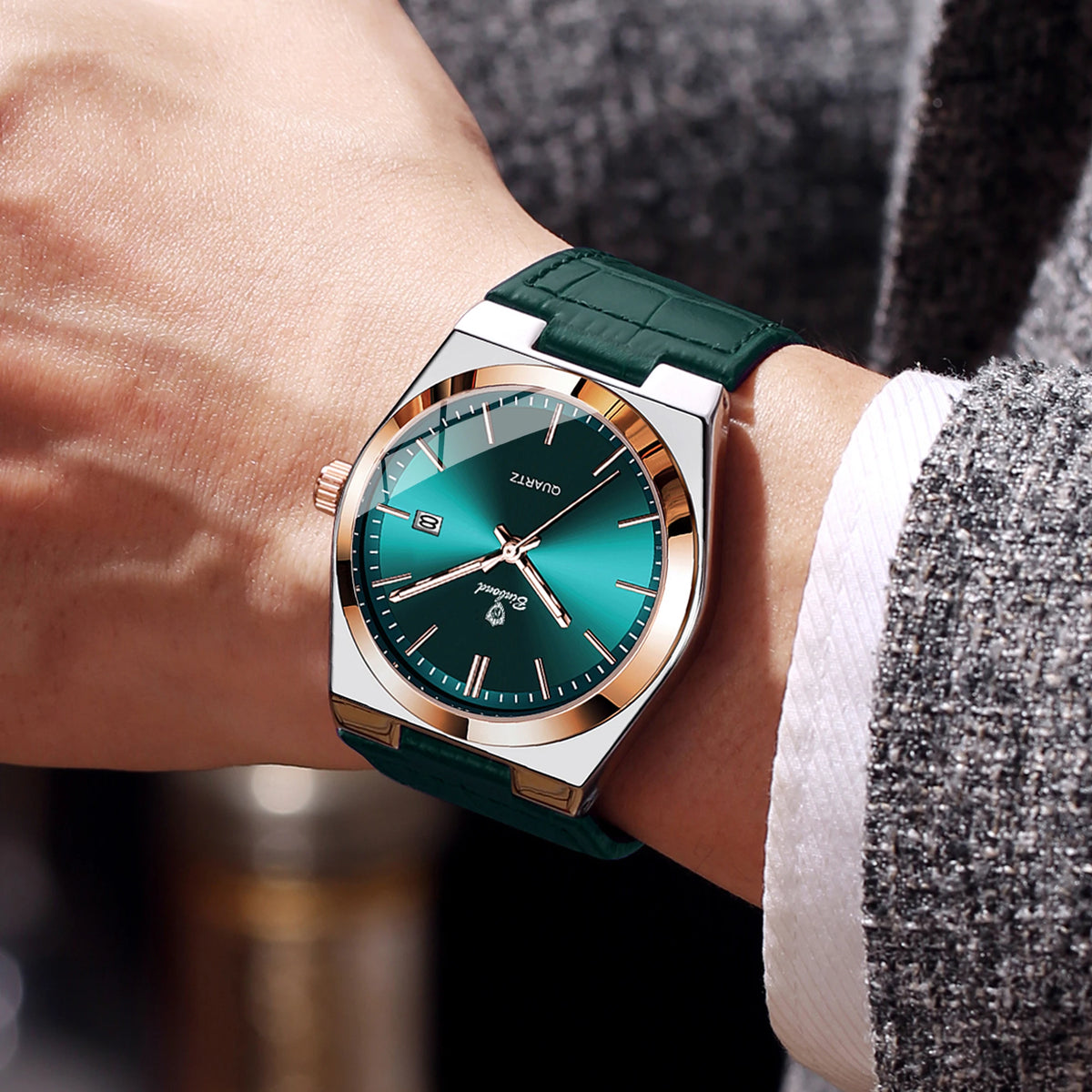 Montre-bracelet à quartz de luxe BINBOND pour homme – Étanche, lumineuse, avec date automatique – Style professionnel, sportif, tendance et décontracté – Bracelet en cuir