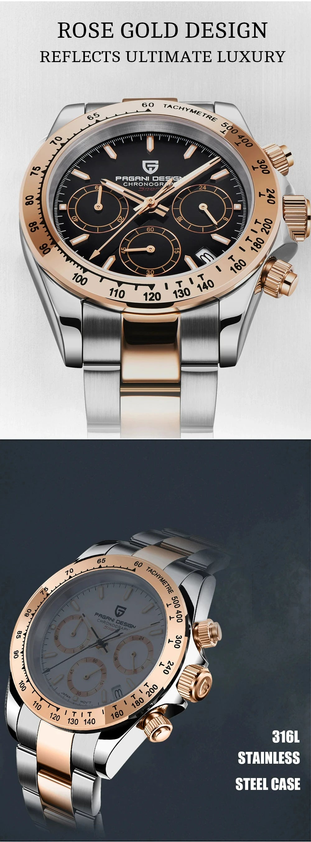 Gold 1644 PAGANI DESIGN 2026 New Men's Watches Top Brand Luxury Mens Quartz Wrist Watch Men Watch Men Chronograph Waterproof