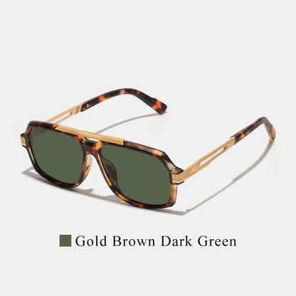 Ruiao Double-Bridge Pilot Sunglasses UV400 Fashion Gradient Shades Metal Frame Unisex Sun Glasses for Men And Women Driving