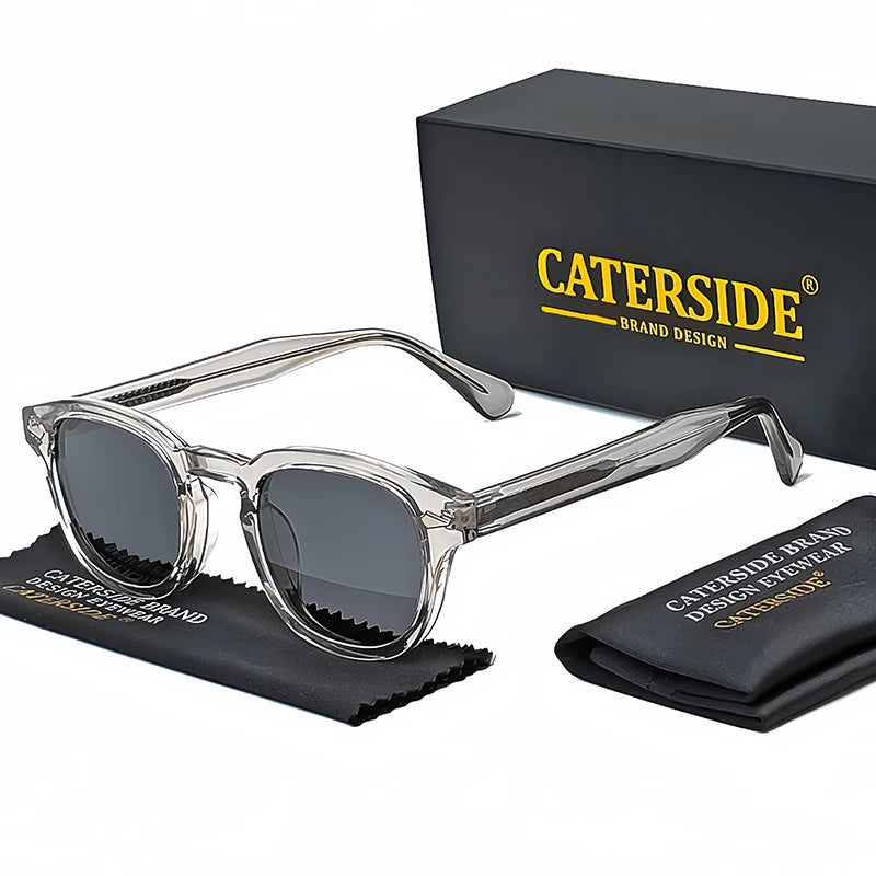 CATERSIDE Retro Round Men Sunglasses Punk Propionic Acid Pin Temple Luxury Sun Glasses Women Sports Leisure Party Eyewear UV400