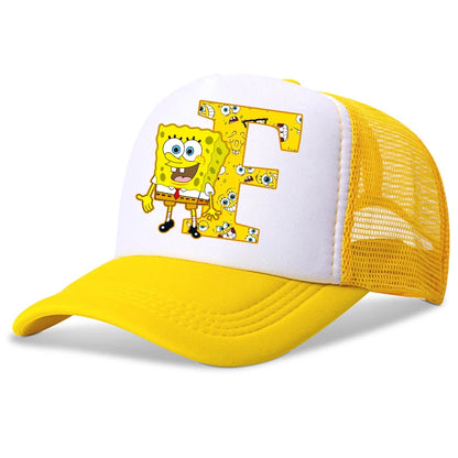 New Spongebob Children Baseball Caps Kawaii Cartoon Letter Printed Hat Kids Casual Sun Hat Adjustable Peaked Cap Birthday Gifts