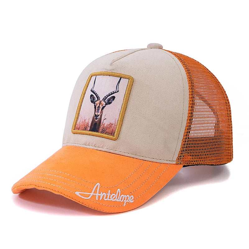 Hot Sale Unisex Trucker Hat Grizzlies Pattern Patch Design Suede Sun Hat Summer Animal Baseball Cap For Men Women ﻿