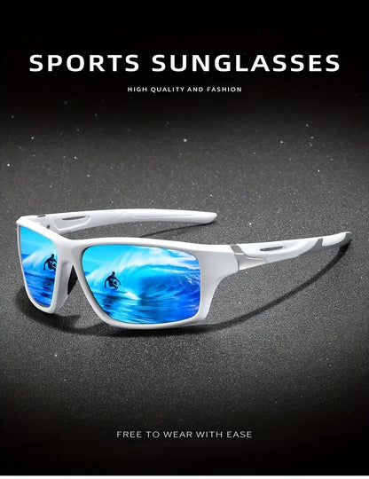 New Polarized Sports Sunglasses for Men, High-Quality TAC Lens Frame, Full Rim, UV Protection, Alloy Decorative, for Climbing