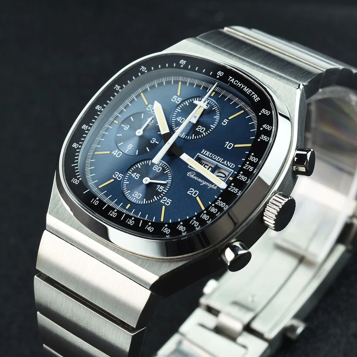 Hruodland New 2025 New 0S00 Retro Men's Quartz Chronograph Sapphire Stainless Steel Waterproof 5Bar Luminous C3 Men's Watch