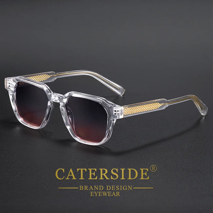 CATERSIDE Men Women Fashion square Frame Sunglasses Daily Wear UV400 Protection Eyewear PC Frame Propionate Pin Legs Sun glasses