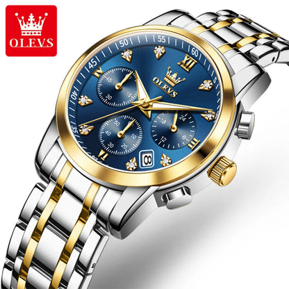 OLEVS dameur, luksusmærke, kvarts, vandtæt, selvlysende, dato, kronograf, armbånd, elegant ur med diamanter.
