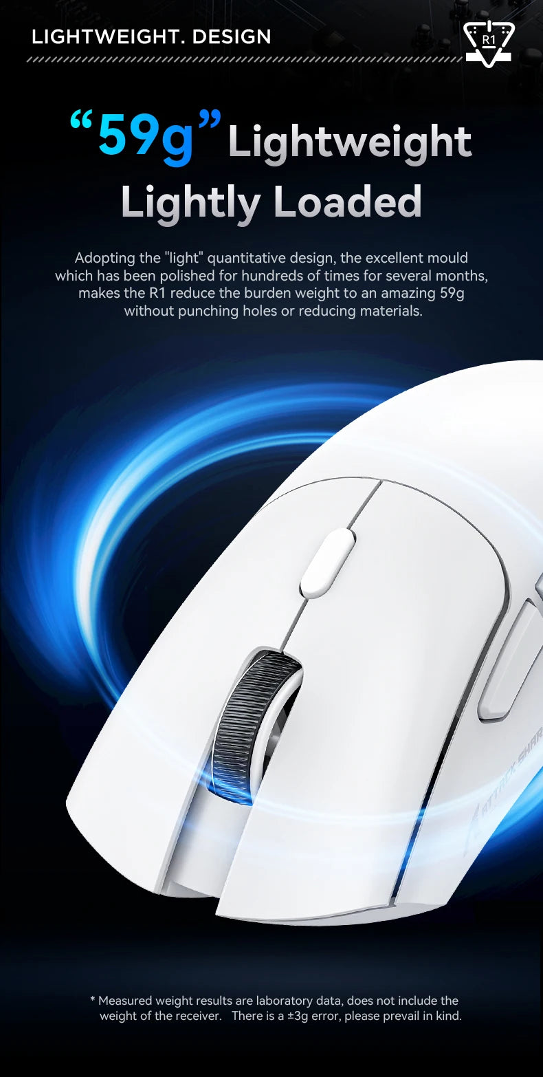 Attack Shark R1 Wireless Mouse Bluetooth Gaming Mouse,Viral Mouse Reviewed by Influencers PAW3311 Sensor,1000Hz Return-rate