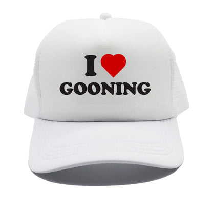 Забавни бейзболни шапки „I Love Gooning“ – готини летни мъжки шапки от мрежа, хумористични шапки тип „тракър“, унисекс шапки от мрежа за външни дейности MZ-080