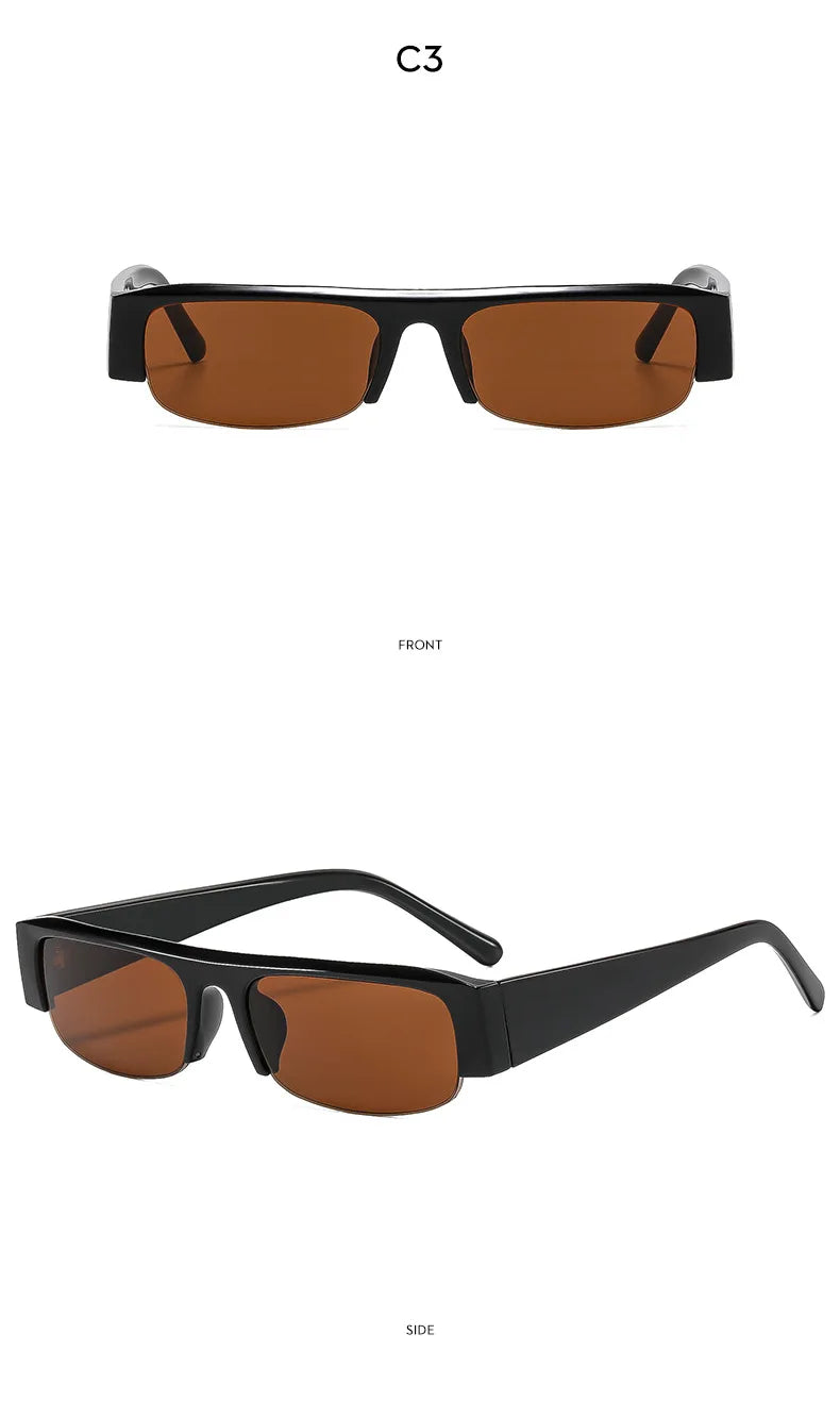 vintage small rectangle half frame black sunglasses for new fashion leopard gradient sun glasses ladies trendy driving eyewear