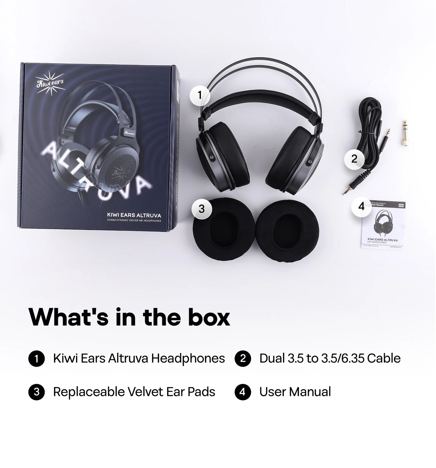 Linsoul Kiwi Ears Altruva Hi-Fi 50mm Dynamic Driver Headphones Open-Back Audiophile Headphones Premium Studio Sound